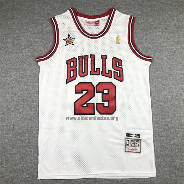 Camiseta Chicago Bulls Michael Jordan NO 23 Mitchell & Ness 1998 Blanco